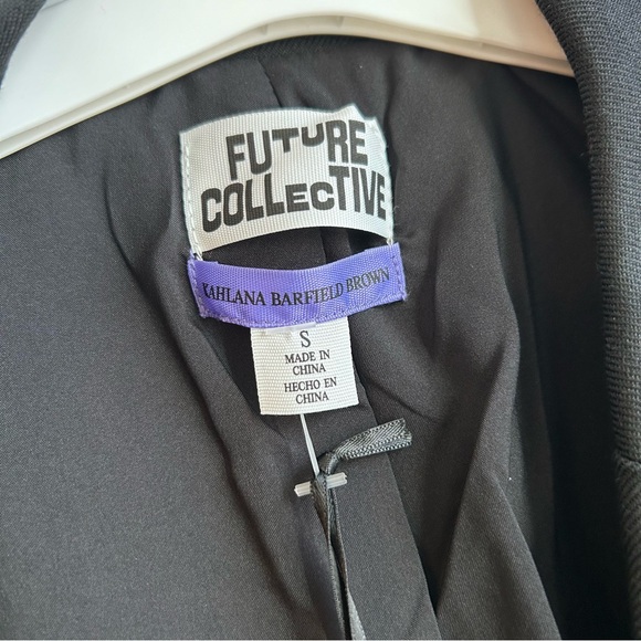 Future Collective Black Blazer, Small, Belt Tie, Stripe, Women's, Suit - Picture 7 of 12